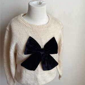 Zara Kids Ivory Sweater with Velvet Black Bow